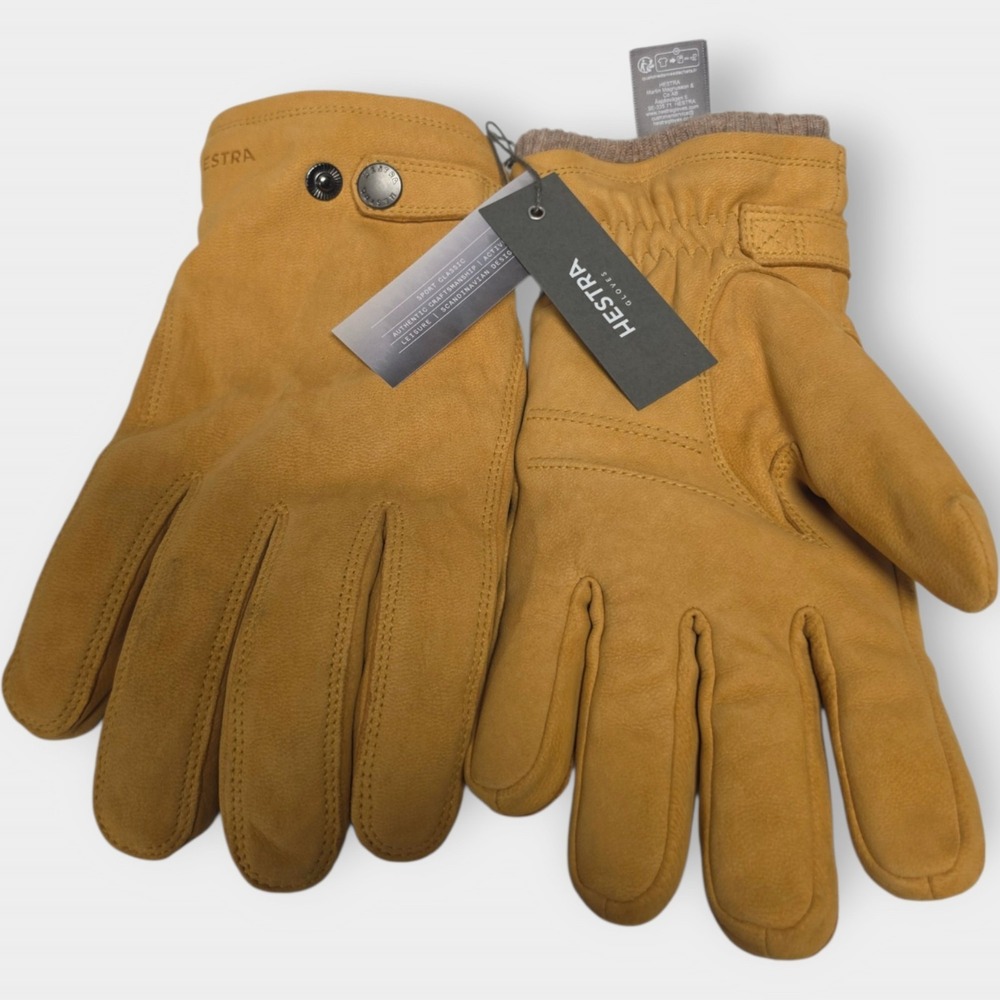 Hestra Bergvik Tan Nubuck Goatskin Leather Insulated Gloves Mens Size 10 NEW